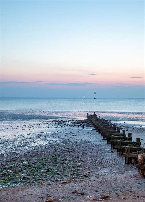 Reflected Light Over Hunstanton Beach At Sunset Stock Image Image Of