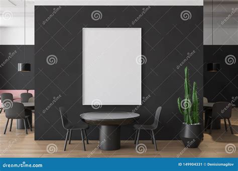 Black and White Restaurant Interior with Poster Stock Illustration ...