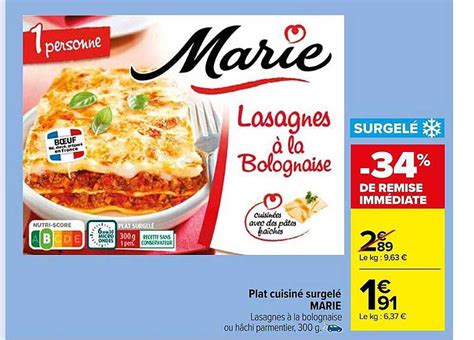 Promo Plat Cuisiné Surgelé Marie chez Carrefour Market iCatalogue fr