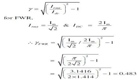 Full-Wave Rectifier Ripple Factor Derivation