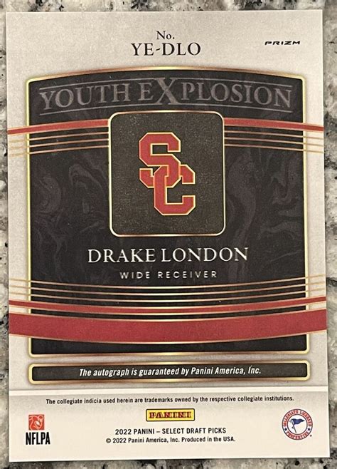 2022 SELECT DRAFT PICKS DRAKE LONDON YOUTH EXPLOSION AUTOGRAPH SILVER