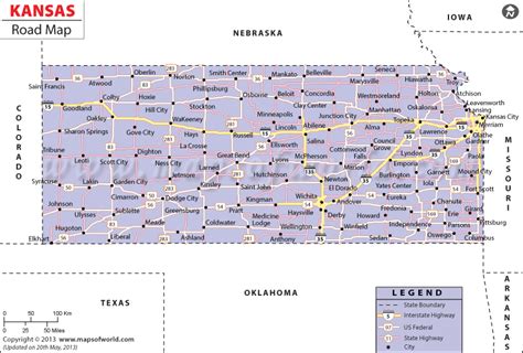 Kansas Road Map, Highway Map of Kansas | Highway map, Roadmap, Kansas map