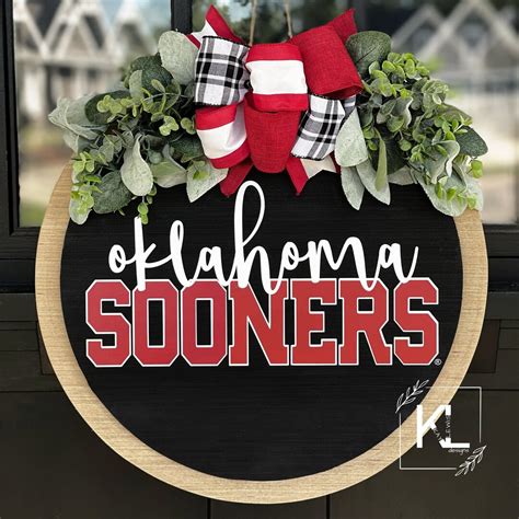 Oklahoma Sooners Front Door Decor Boomer Sooner Sign Ou Wreath Ou Door Hanger Oklahoma Sooner