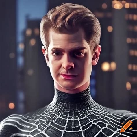 Close Up Of Andrew Garfield As Spider Man In Dark City Background