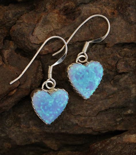 Light Blue Heart Opal Earrings