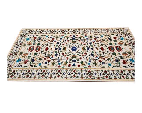 Semi Precious Stones Lapis Inlay White Marble Table Top At Rs Sq