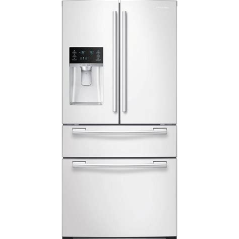 Samsung 33 in. W 24.73 cu. ft. 4-Door French Door Refrigerator in White ...