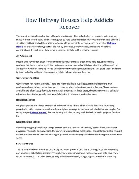 Ppt How Halfway Houses Help Addicts Recover Powerpoint Presentation