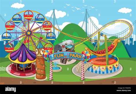 A Map Of Fun Park Illustration Stock Vector Image And Art Alamy