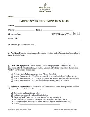 Fillable Online Advocacy Issue Nomination Form Fax Email Print Pdffiller