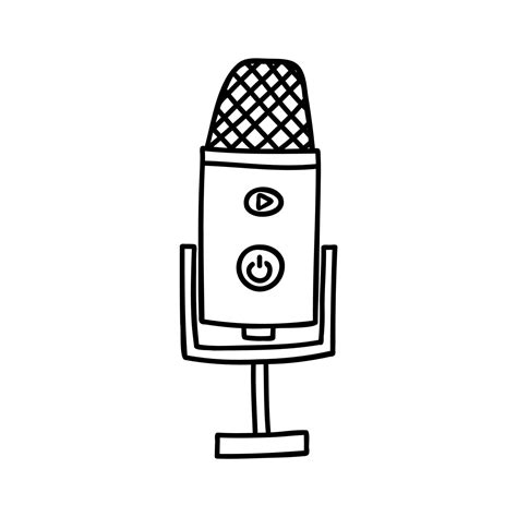 Hand Drawn Doodle Microphone Vector Illustration On A White Background