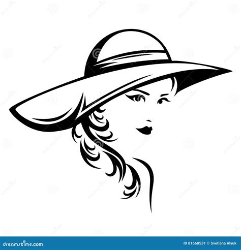 Retrato Blanco Y Negro Del Vector De Una Mujer Hermosa Ilustración del