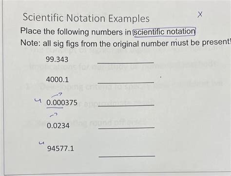 Solved Scientific Notation Examples Place the following | Chegg.com