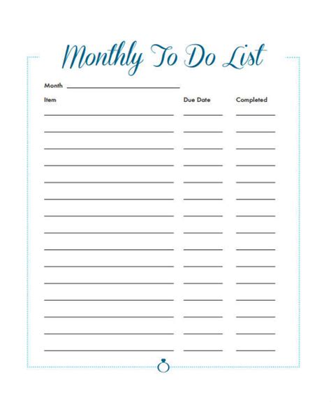 Free Monthly List Samples In Pdf