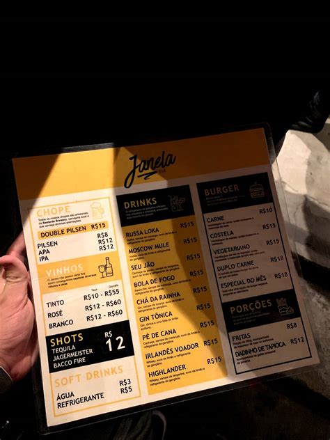 Menu Em Janela Bar Curitiba