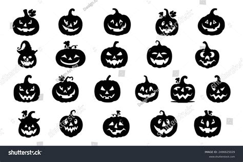 Halloween Pumpkins Silhouette Pumpkins Different Shapes Stock Vector