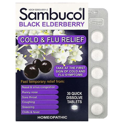 Sambucol Black Elderberry Cold And Flu Relief 30 Quick Dissolve