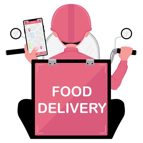 Food Delivery Man With Scooter Holding A Phone Vector Art At