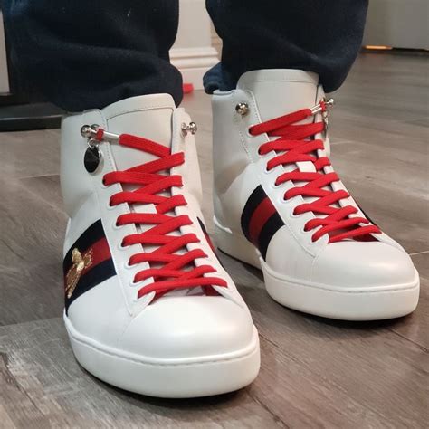 No Tie Shoelaces On Gucci High Top Sneakers For Men Gucci High Top Sneakers Gucci High Tops