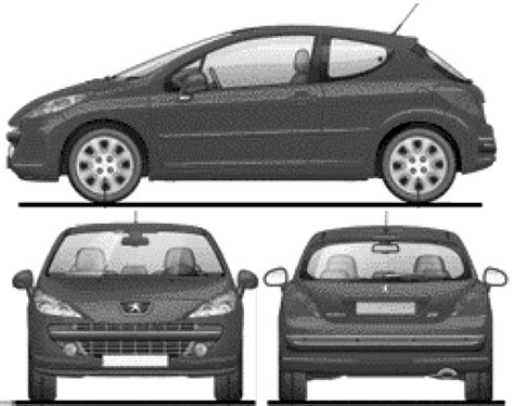 2010 Peugeot 308 3 Door Hatchback Blueprints Free Outlines