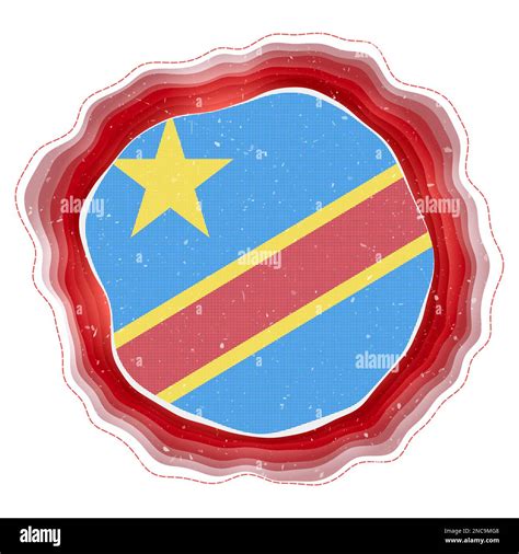 DR Congo Flag In Frame Badge Of The Country Layered Circular Sign