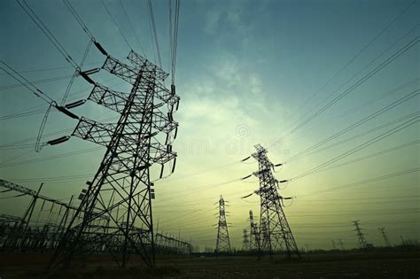 Pylon High Voltage Tower Sky Background Stock Photo Image Of Danger