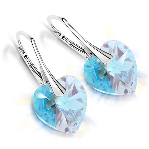 PIĘKNE KOLCZYKI SREBRNE 925 CRYSTAL AQUAMARINE 11368818547 Allegro pl