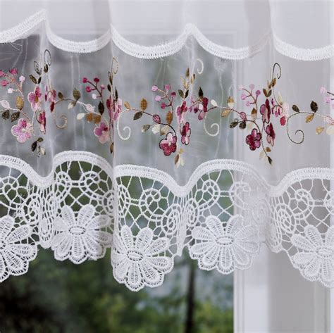 Vintage Embroidered Rose 24′ Kitchen Curtain Tier