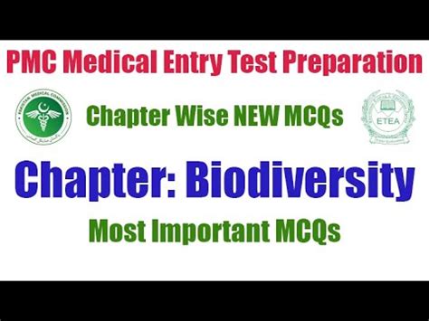 Pmc Mdcat Entry Test Preparation Chapter Biodiversity Mcqs Biology