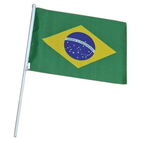 Kit 10 Bandeira Do Brasil Oficial Dupla Face C Haste 30X20CM Dupari