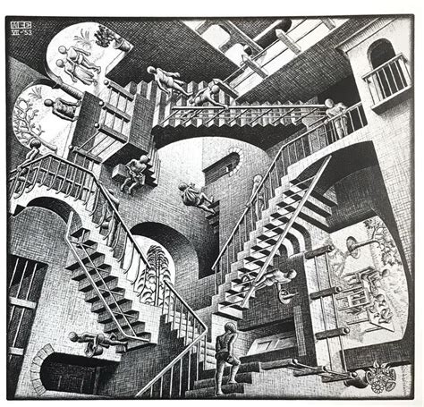 Large Escher Relativity Vintage Print Escher Poster Escher Lithograph