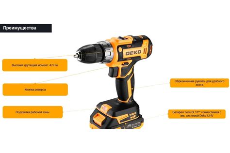 Аккумуляторная дрель-шуруповерт DEKO DKCD20FU-Li 20 В, без АКБ и ...