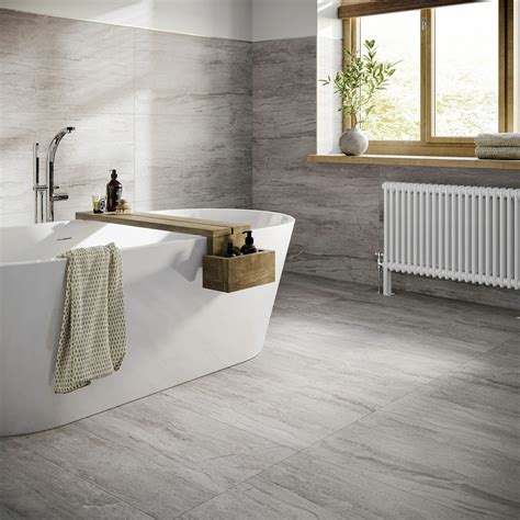 Boscostone Grey Rectified Matt Stone Effect Porcelain Tile