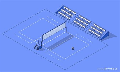 Projeto Isométrico Da Quadra De Voleibol Baixar Vector