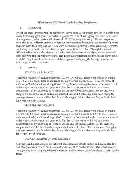Supplement Essay - Effectiveness of Different Muscle Building