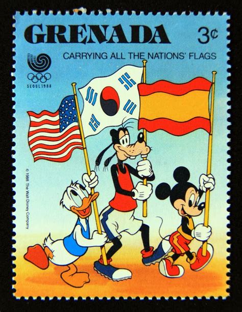 Postage Stamp Grenada 1988 Donald Duck Goofy And Mickey Mouse