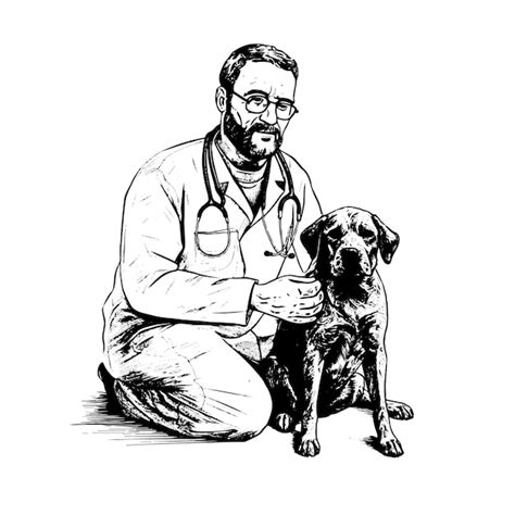 Premium Vector | Veterinarian vector drawing isolated hand drawn ...