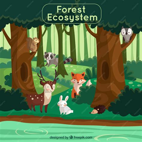 Premium Vector Forest Ecosystem Concept With Lovely Animals