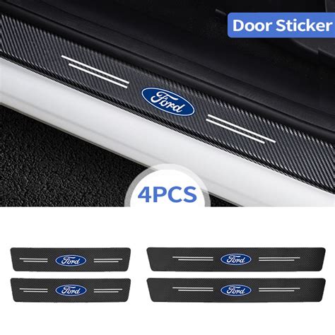 Ready Stockford Car Door Sill Sticker Carbon Fiber Leather Car Door