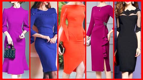 Impresionante Vestido Bodycon Liso Para Mujeres De Oficina Youtube