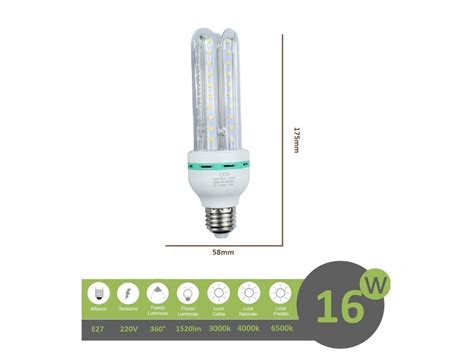 Lampadina Led E W U Luce Tubolare Tubo Attacco Grande Lineare