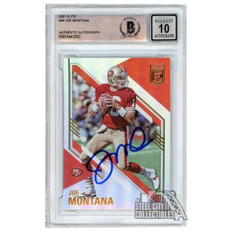 Joe Montana 2021 Panini Donruss Elite Autograph Card #99 BAS 10 | Steel ...