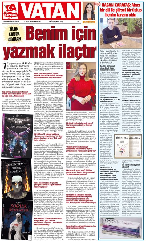 Önce Vatan Gazetesi 4 Mart 2024 Pazartesi Tarihli Gazete Sayfaları