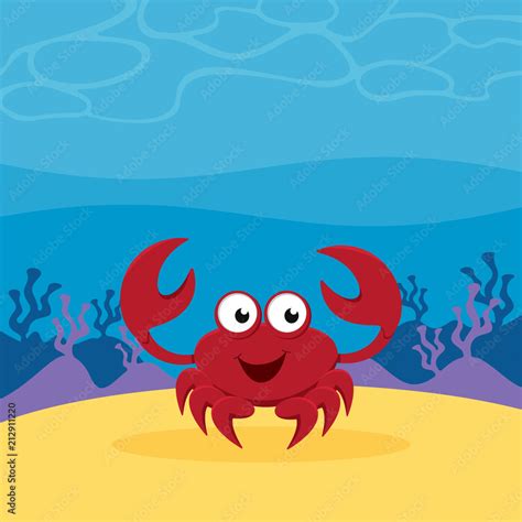 Cartoon crab under the sea Stock Vector | Adobe Stock