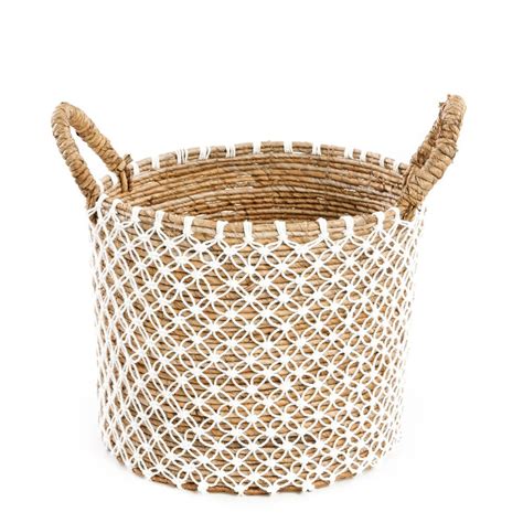 Boho Basket Seagrass Crossed Macrame M Bazar Bizar Sklep