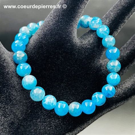 Bracelet apatite bleue de Madagascar Cœur de Pierres