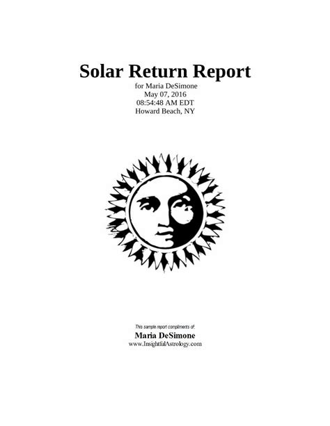 PDF Solar Return Report Insightfulastrology The Solar Return