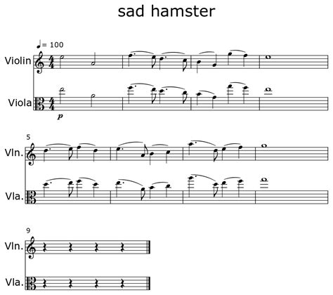 sad hamster - Sheet music for Violin, Viola