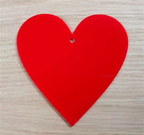 Red Acrylic Full Heart 10cm X 10cm Woodform Crafts