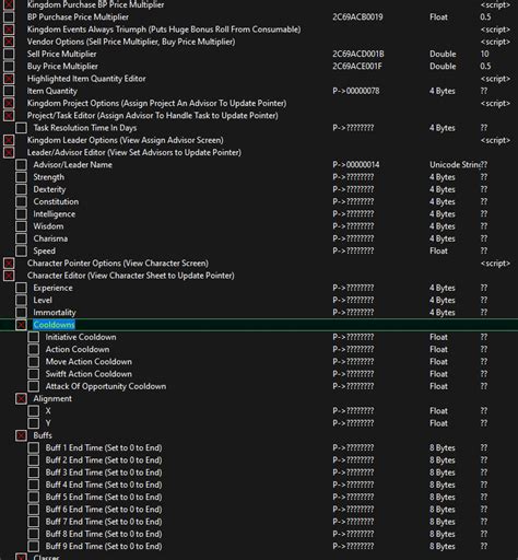 Pathfinder Kingmaker Table Options3 Drummers Cheat Tables